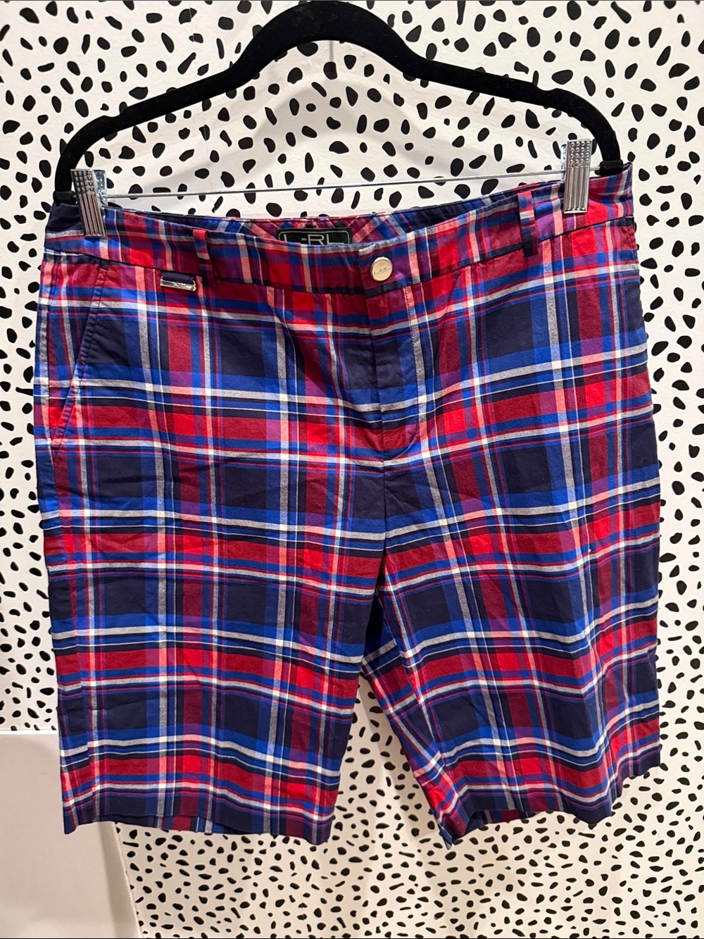 Women’s Ralph Lauren Active Plaid Cotton Shorts - Red & Blue preppy size 14